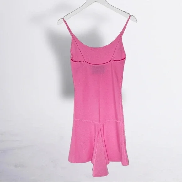 NWT VICTOR GLEMAUD Strappy Mini Slip Knit Dress Pink Size XS - Picture 3 of 7